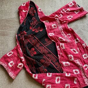 Reversible KANTHA COAT with hood & pockets!